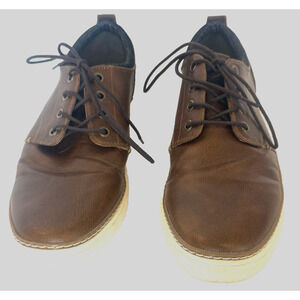 Seven 91 Mens Oxford Brown Faux Leather Shoes Size 9 Lace Up Casual Comfort Prep